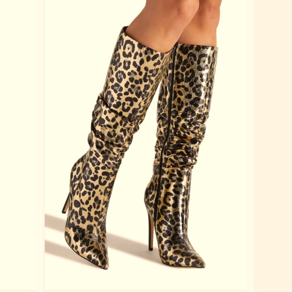 🔥Gold Leopard 🐆 Heeled Boots🔥